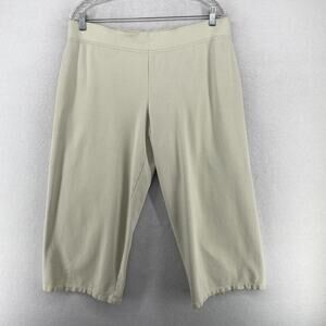 EILEEN FISHER Pants L Ponte Stretch Cropped Elastic Waist Bone White USA